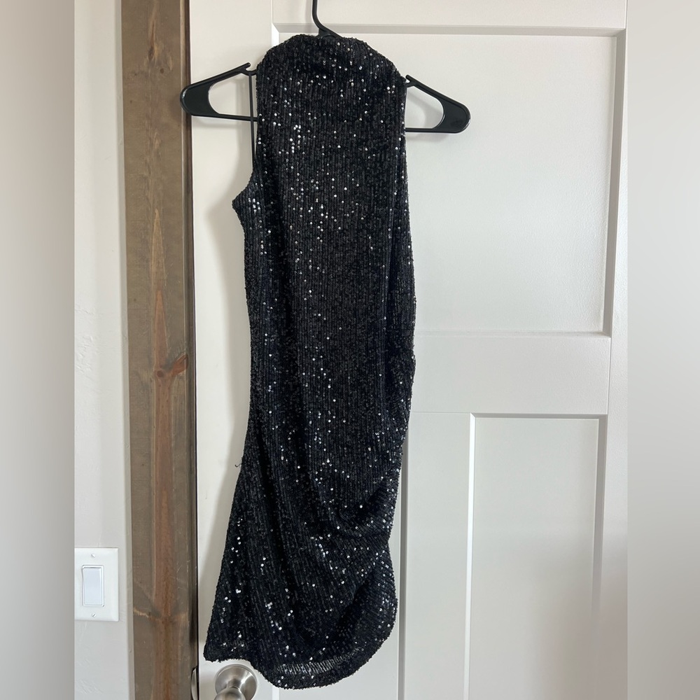 Black Halter Sequin Dress